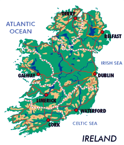 kaart van Ierland